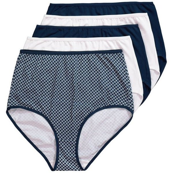 Ulla Popken Slip Maxislips 5er-Pack Muster/einfarbig High Waist