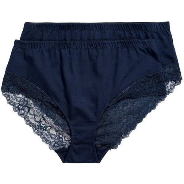 Ulla Popken Slip Midislips 2er-Pack seitlicher Spitzeneinsatz