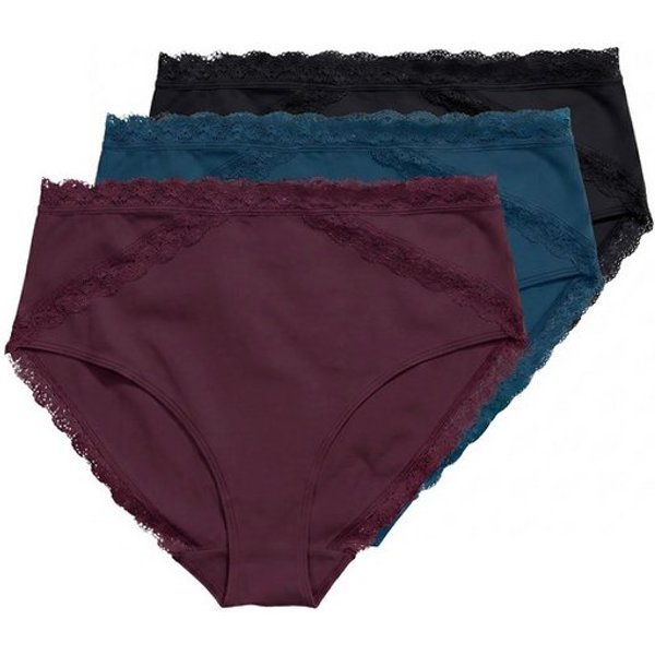 Ulla Popken Slip Midislips 3er-Pack Spitzenband