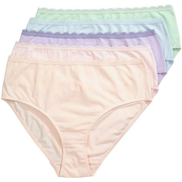 Ulla Popken Slip Midislips 5er-Pack Spitzenbund