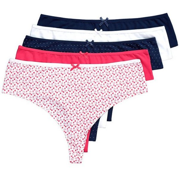 Ulla Popken Slip Strings 5er-Pack Herzen/einfarbig