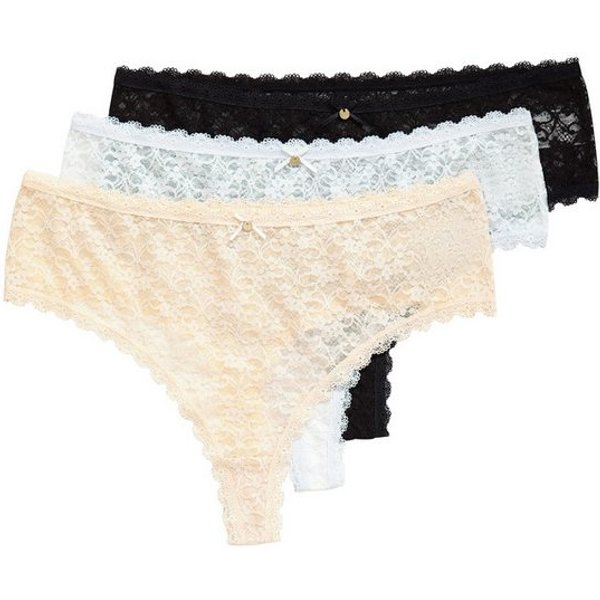 Ulla Popken Slip TruYou Strings 3er-Pack transparente Spitze