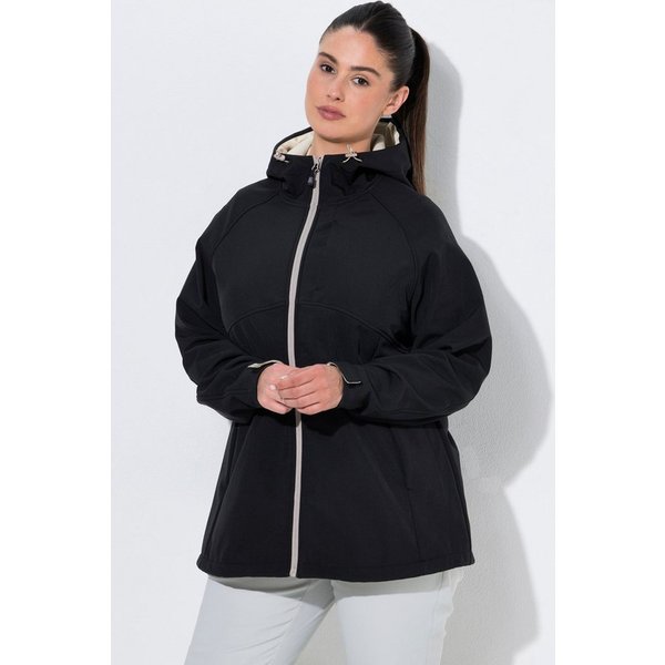 Ulla Popken Softshelljacke Softshelljacke Kapuze Zipptaschen Klettriegel