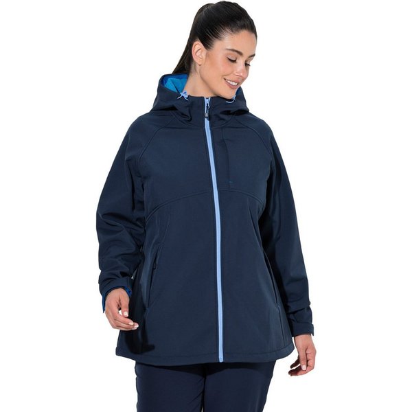 Ulla Popken Softshelljacke Softshelljacke Kapuze Zipptaschen Klettriegel