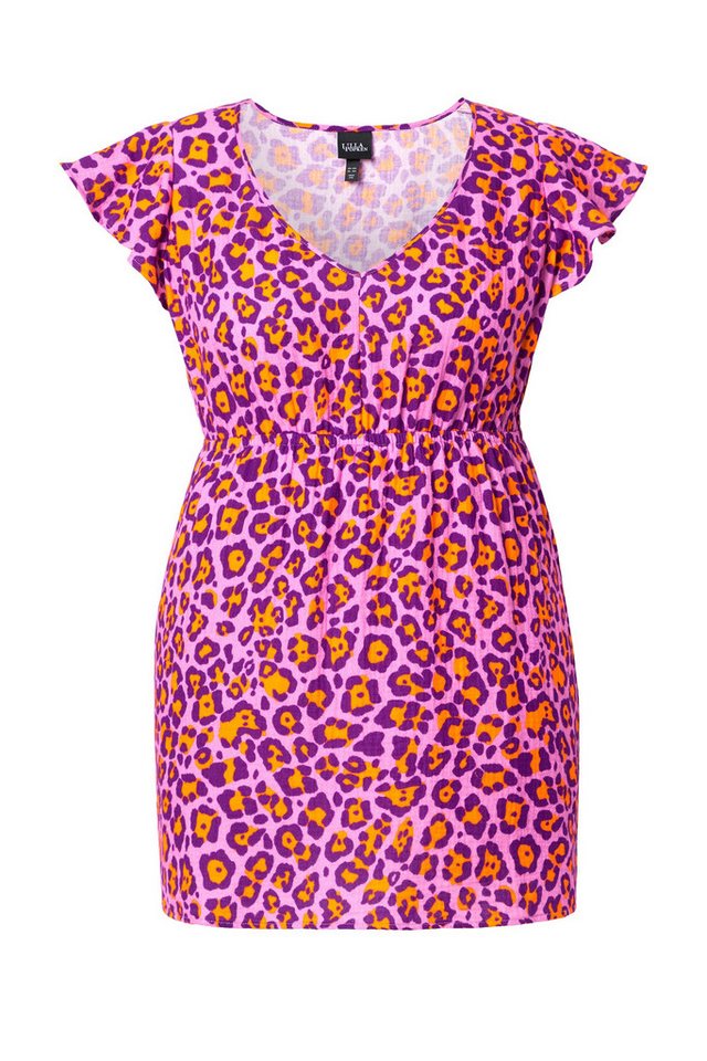 Ulla Popken Spitzenbluse Bluse Leomuster Rüsche A-Linie V-Ausschnitt – Bild 2 von 4
