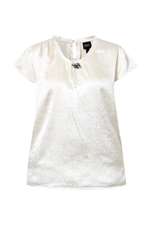 Ulla Popken Spitzenbluse Blusentop A-Linie Brosche Rundhals Cup-Ärmel – Bild 2 von 4