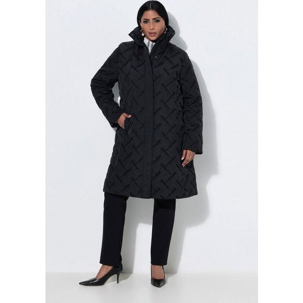 Ulla Popken Steppjacke Steppmantel Stick-Struktur A-Linie Stehkragen