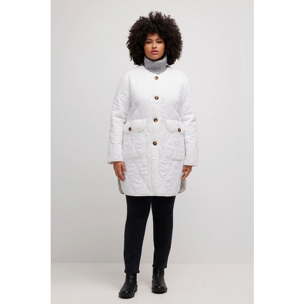 Ulla Popken Steppjacke Steppjacke warm wattiert V-Ausschnitt Wellenstepp