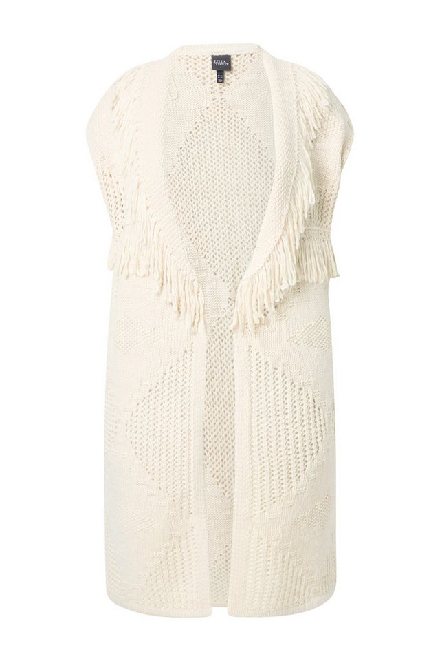 Ulla Popken Steppweste Strickweste lang oversized offene Form Rhomben – Bild 2 von 4