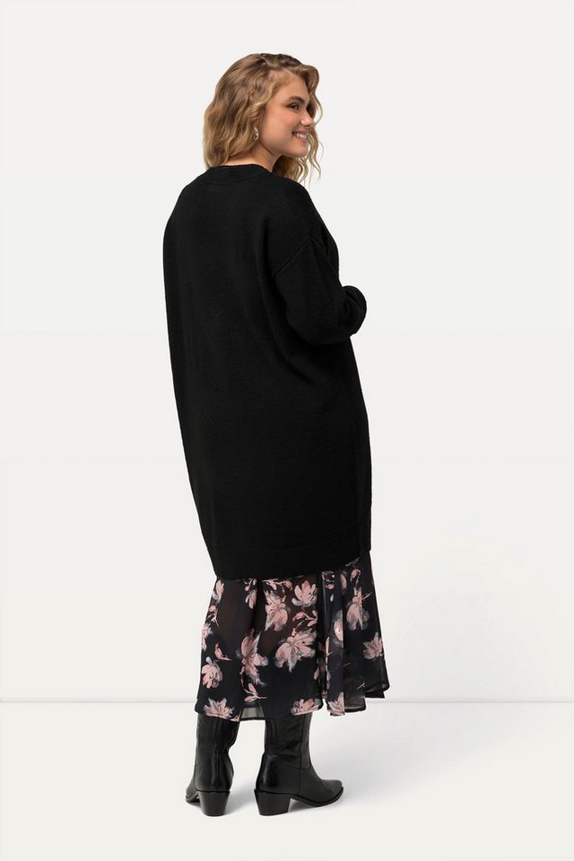 Ulla Popken Strickjacke Strickjacke Boxy Knöpfe V-Ausschnitt Feinstrick – Bild 3 von 4