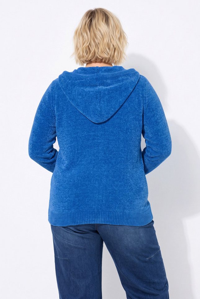 Ulla Popken Strickjacke Strickjacke Chenille Kapuze Langarm – Bild 3 von 4