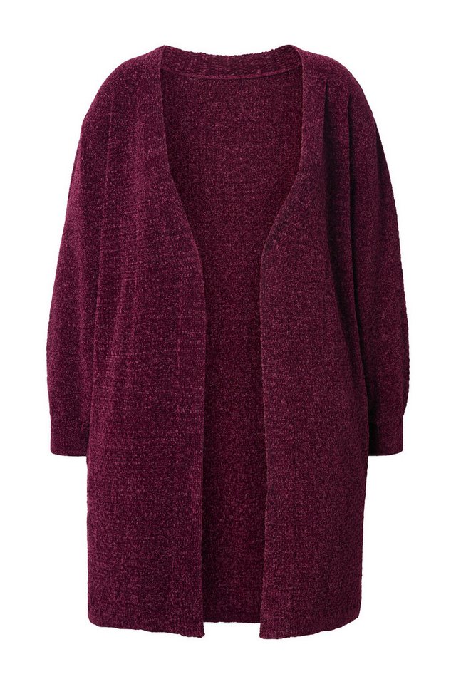 Ulla Popken Strickjacke Chenille-Strickjacke V-Ausschnitt offene Form – Bild 2 von 4