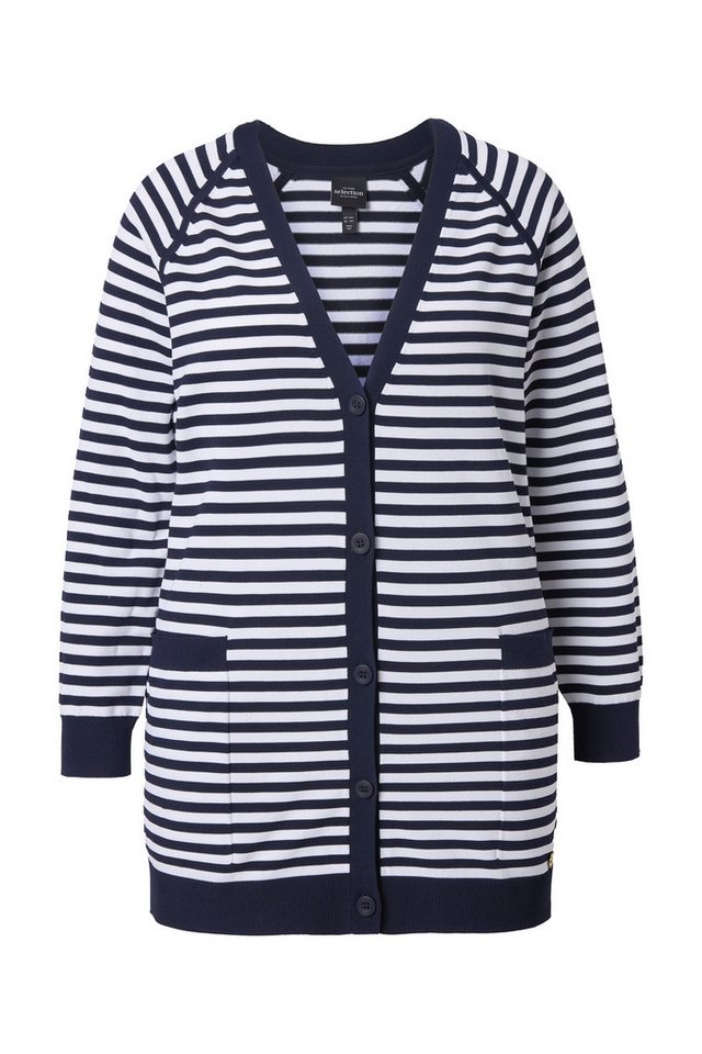 Ulla Popken Strickjacke Strickjacke in Ringeloptik aus Feinstrick – Bild 2 von 4