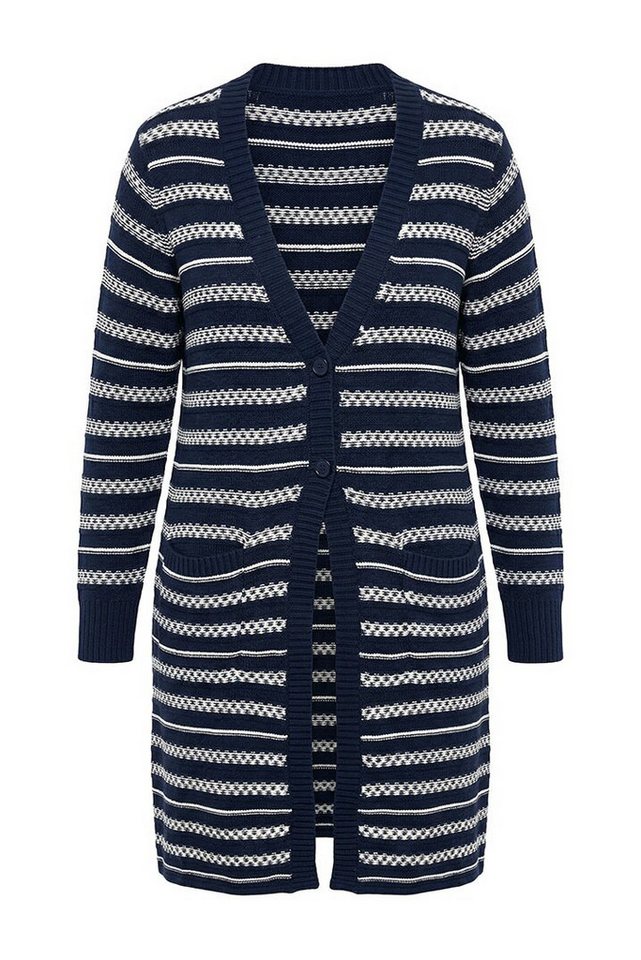Ulla Popken Strickjacke Long-Strickjacke V-Ausschnitt Langarm Biobaumwolle – Bild 2 von 4