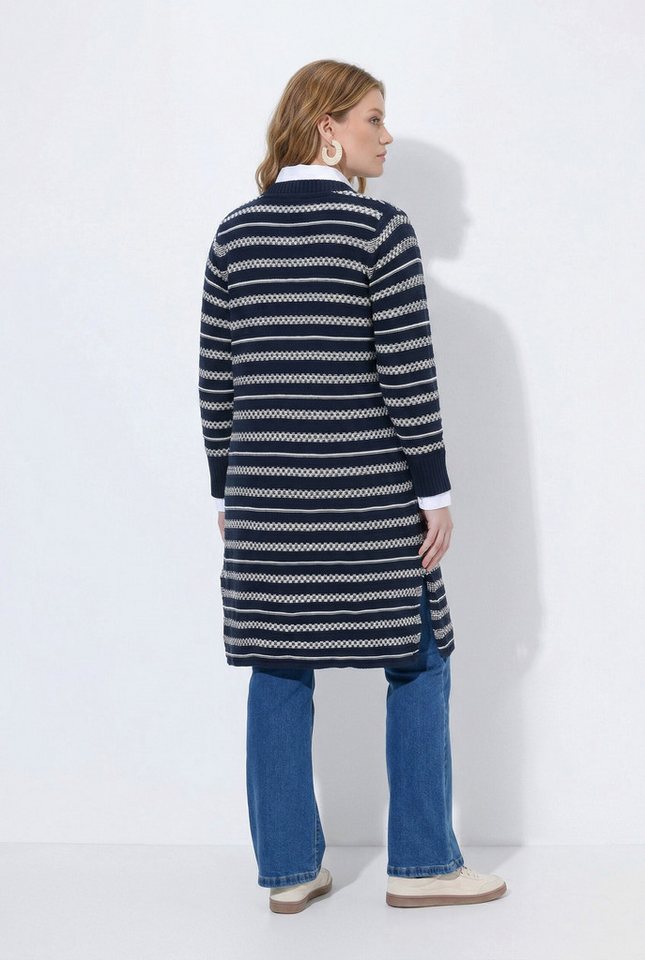 Ulla Popken Strickjacke Long-Strickjacke V-Ausschnitt Langarm Biobaumwolle – Bild 3 von 4