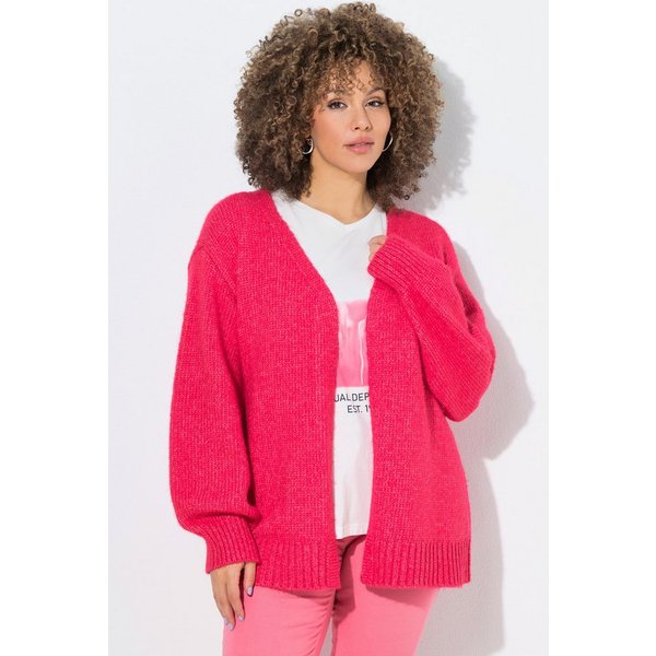 Ulla Popken Strickjacke Strickjacke offene Form Langarm recycelt