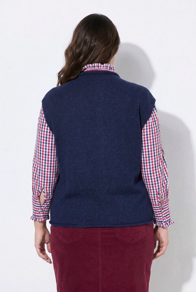 Ulla Popken Strickjacke Strickweste Rollkanten Rundhals ärmellos – Bild 3 von 4