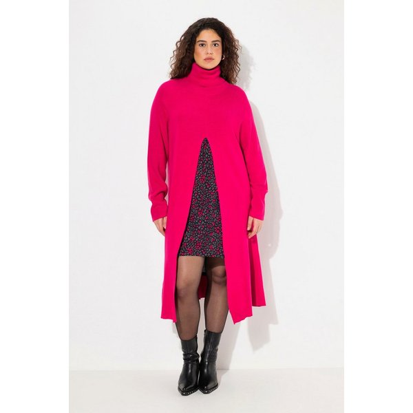 Ulla Popken Strickpullover Long-Pullover A-Linie Stehkragen Langarm