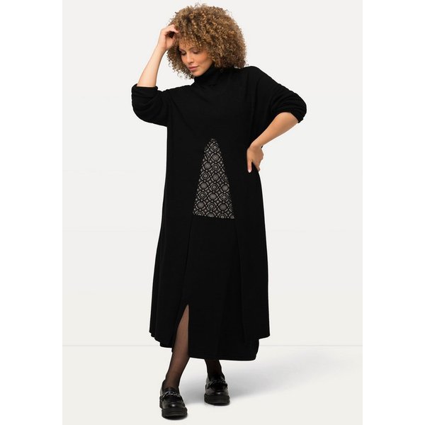 Ulla Popken Strickpullover Long-Pullover A-Linie Stehkragen Langarm