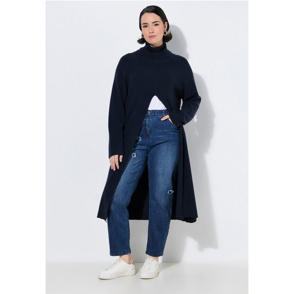 Ulla Popken Strickpullover Long-Pullover A-Linie Stehkragen Langarm