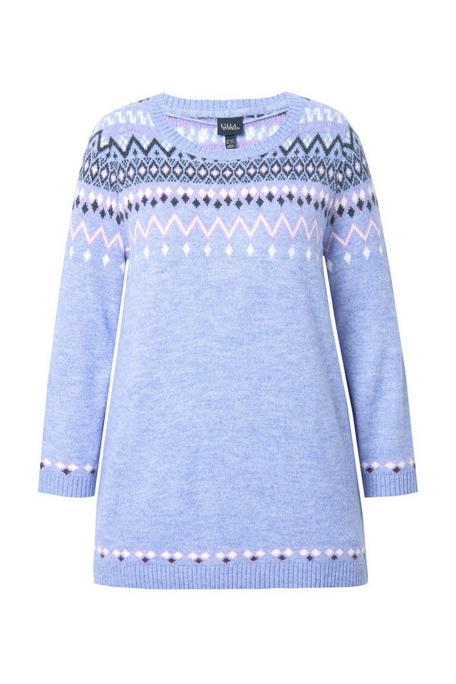 Ulla Popken Strickpullover Norweger-Pullover Rundhals Langarm weicher Strick – Bild 2 von 4