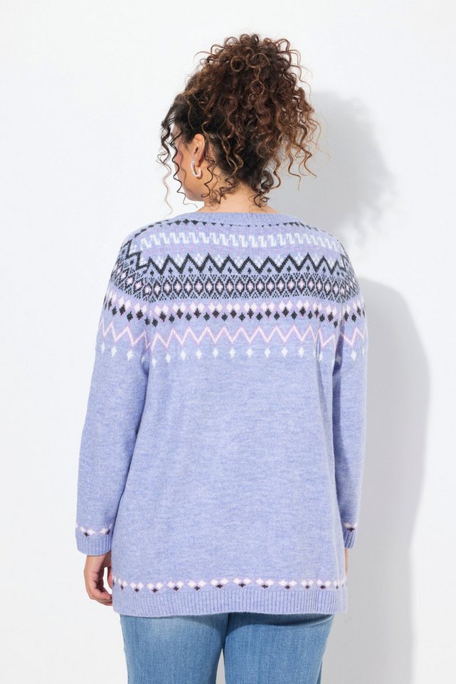 Ulla Popken Strickpullover Norweger-Pullover Rundhals Langarm weicher Strick – Bild 3 von 4