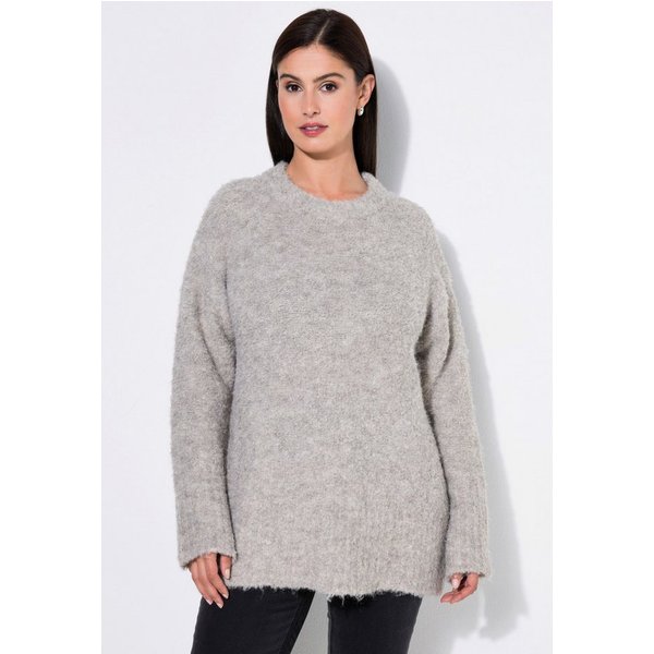 Ulla Popken Strickpullover Pullover Bouclé-Feinstrick Stehkragen Langarm
