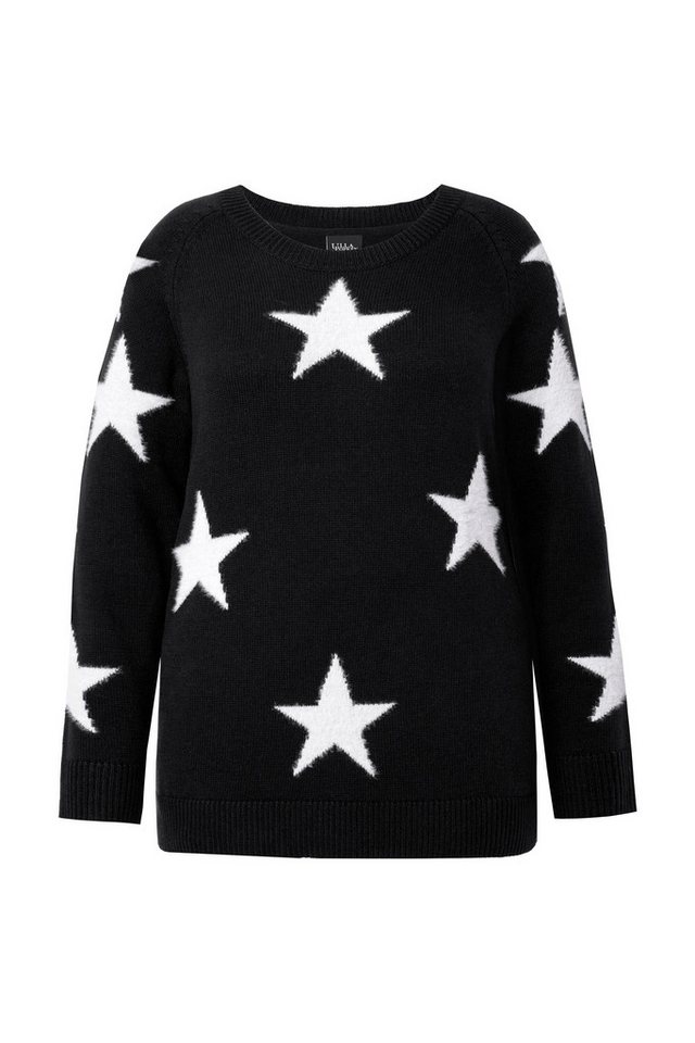 Ulla Popken Strickpullover Pullover Glitzersterne Rundhals Raglan-Langarm – Bild 2 von 5