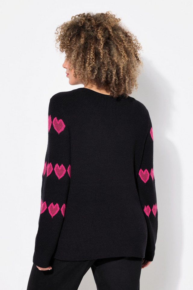 Ulla Popken Strickpullover Pullover Herzen V-Ausschnitt Langarm – Bild 3 von 5