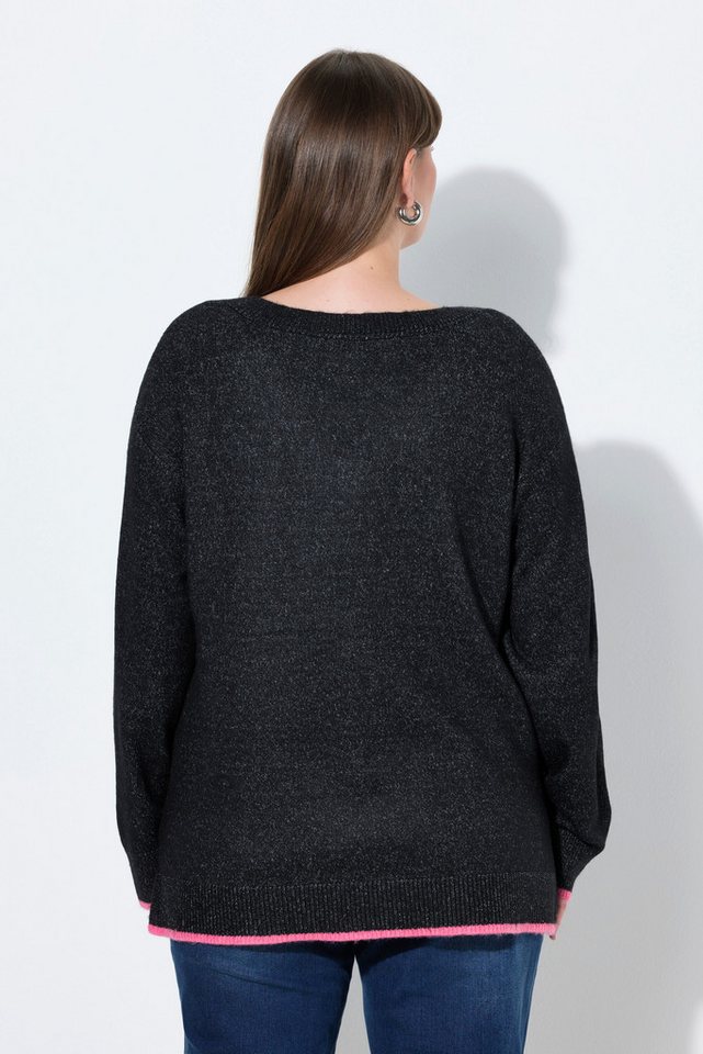 Ulla Popken Strickpullover Pullover Herzstickerei V-Ausschnitt Langarm – Bild 3 von 4