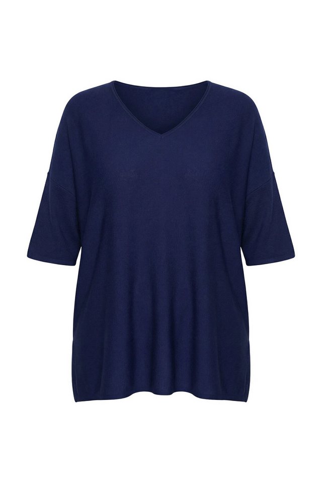 Ulla Popken Strickpullover Pullover Oversized V-Ausschnitt Halbarm – Bild 2 von 4
