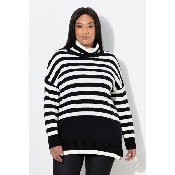 Ulla Popken Strickpullover Pullover Ringel Stehkragen Langarm