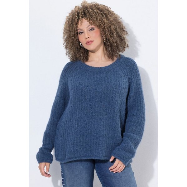 Ulla Popken Strickpullover Pullover Rollkanten Rundhals Langarm