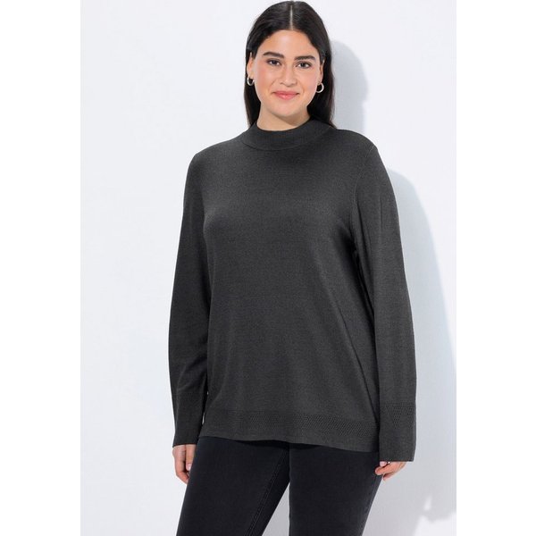 Ulla Popken Strickpullover Pullover Stehkragen Langarm Rippbündchen