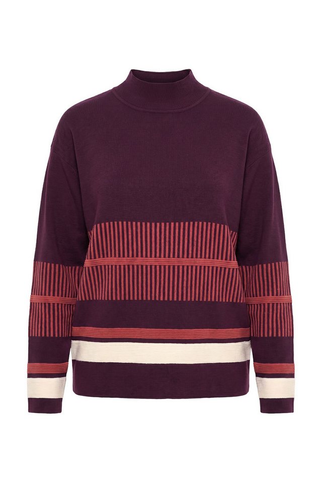 Ulla Popken Strickpullover Pullover Streifen Stehkragen Langarm Biobaumwolle – Bild 2 von 4
