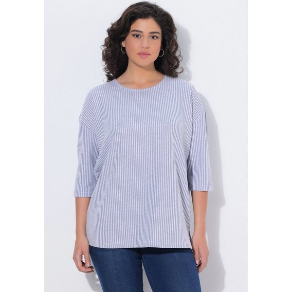 Ulla Popken Strickpullover Pullover Streifenstruktur Rundhals 3/4-Arm