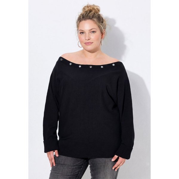 Ulla Popken Strickpullover Pullover U-Boot-Ausschnitt Fledermaus-Langarm