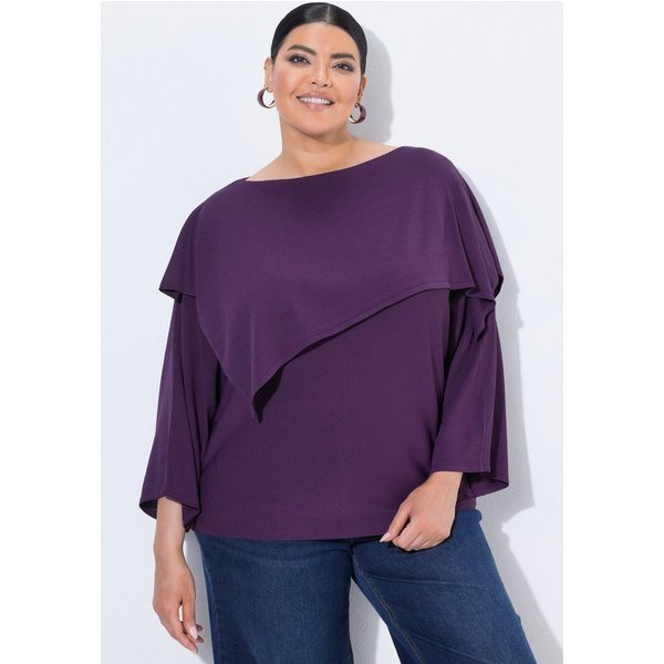 Ulla Popken Strickpullover Pullover Überwurf Oversized U-Boot-Ausschnitt