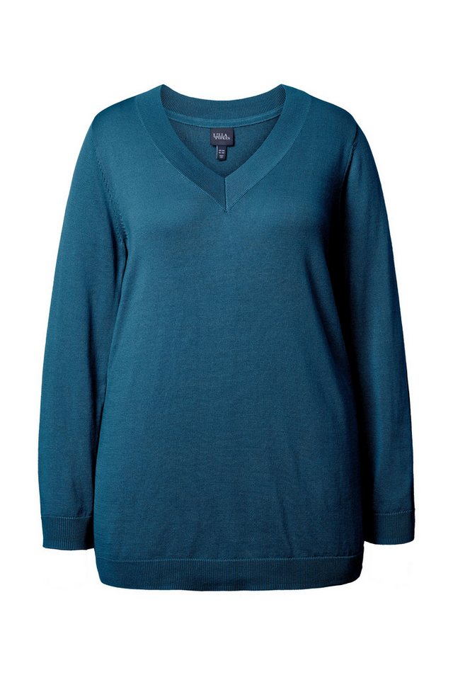 Ulla Popken Strickpullover Pullover V-Ausschnitt Langarm weicher Feinstrick – Bild 2 von 5