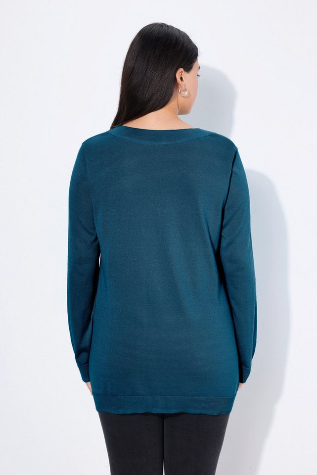 Ulla Popken Strickpullover Pullover V-Ausschnitt Langarm weicher Feinstrick – Bild 3 von 5