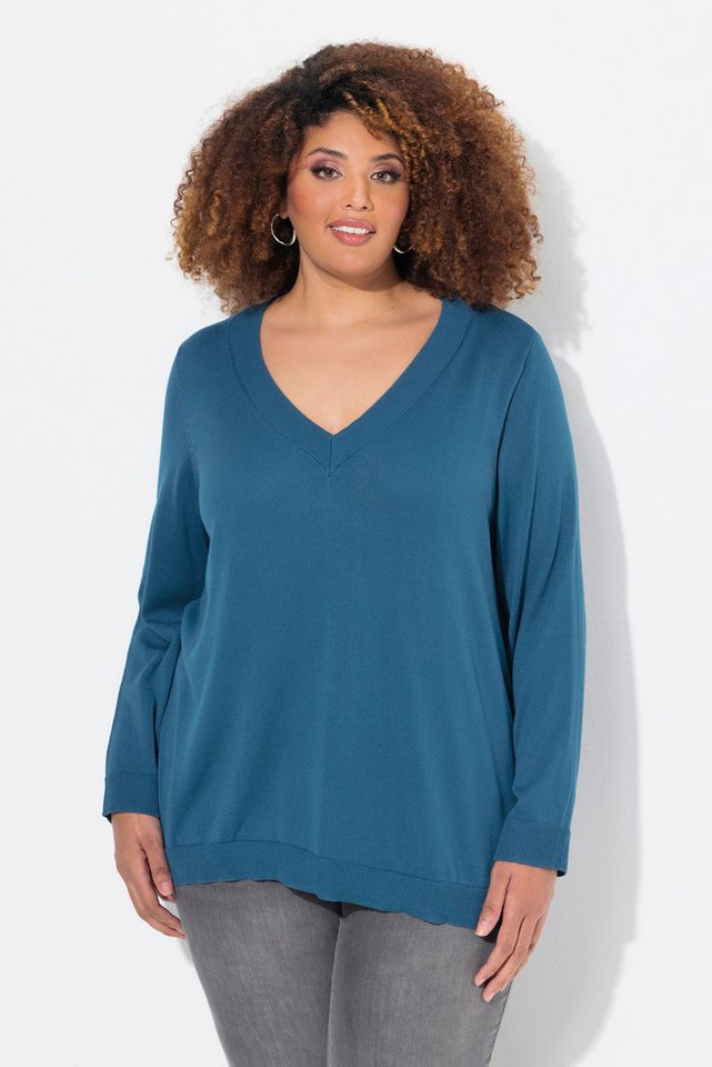 Ulla Popken Strickpullover Pullover V-Ausschnitt Langarm weicher Feinstrick – Bild 5 von 5