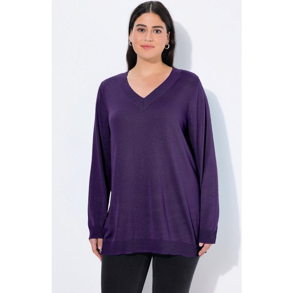Ulla Popken Strickpullover Pullover V-Ausschnitt Langarm weicher Feinstrick