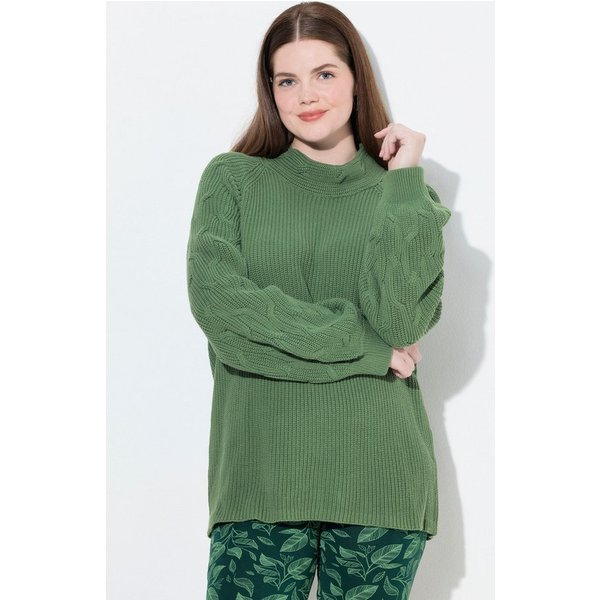 Ulla Popken Strickpullover Pullover Zopfmuster Stehkragen Langarm