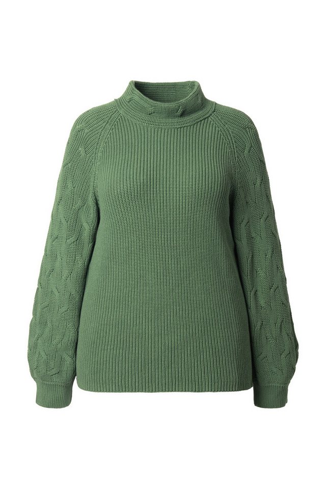 Ulla Popken Strickpullover Pullover Zopfmuster Stehkragen Langarm – Bild 2 von 4