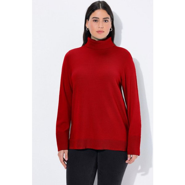Ulla Popken Strickpullover Rollkragenpullover breite Rippbündchen Langarm