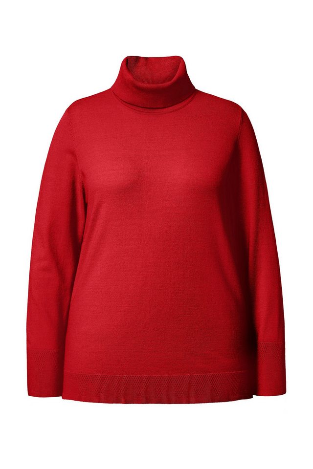 Ulla Popken Strickpullover Rollkragenpullover breite Rippbündchen Langarm – Bild 2 von 4
