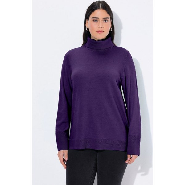 Ulla Popken Strickpullover Rollkragenpullover breite Rippbündchen Langarm