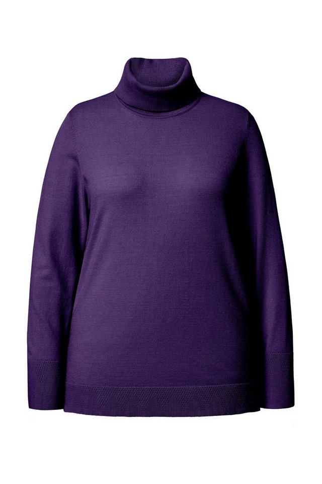 Ulla Popken Strickpullover Rollkragenpullover breite Rippbündchen Langarm – Bild 2 von 5