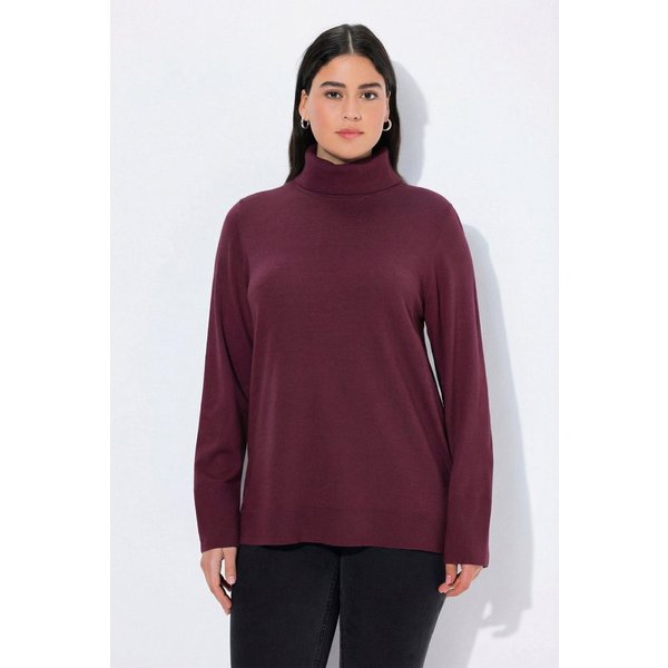 Ulla Popken Strickpullover Rollkragenpullover breite Rippbündchen Langarm