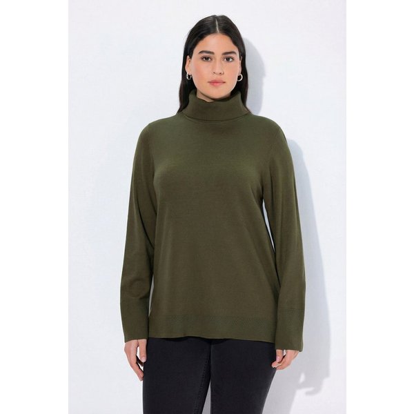 Ulla Popken Strickpullover Rollkragenpullover breite Rippbündchen Langarm